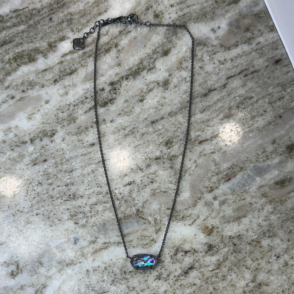 Kendra Scott Elisa Gunmetal Necklace with Abalone Shell Stone